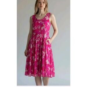 J. PETERMAN Floral Sleeveless Midi Dress size 6